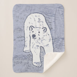 Cobertor Sherpa Urso Polar na Pintura do Gelo - Arte Original da V