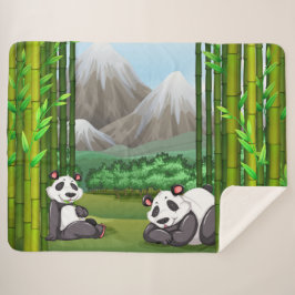 Cobertor Sherpa Ursos de Panda e Bambu, bonitos