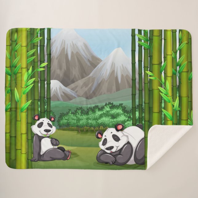Cobertor Sherpa Ursos de Panda e Bambu, bonitos