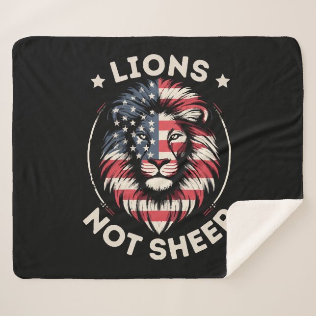 COBERTOR SHERPA USA FLAG , LIÕES NÃO OVINOS (Frente (Horizontal))