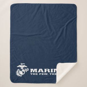 Cobertor Sherpa USMC O pequeno logotipo orgulhoso - Branco