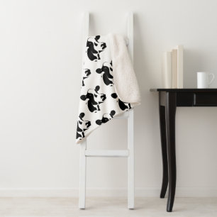 Cobertor Sherpa Vaca Cobertura-Preta e branca de Sherpa