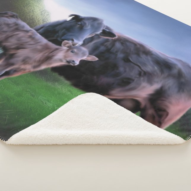 Cobertor Sherpa Vaca e Bezerro Black Angus (3/4)
