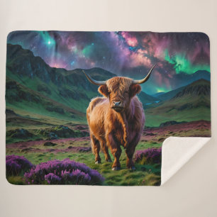 Cobertor Sherpa Vaca Highland Sob As Estrelas