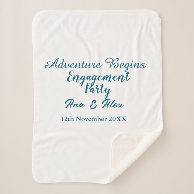 Cobertor Sherpa vamos começar a aventura nome da festa de noivado  (Frente)