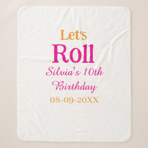 Cobertor Sherpa Vamos rolo feliz 10º aniversário adicione nome ret