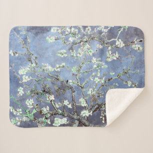 Cobertor Sherpa Van Gogh Almond Blossomo Aço Azul