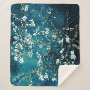 Cobertor Sherpa Van Gogh Almond Blossoms : Teal Escuro