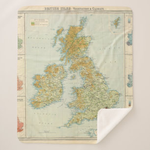 Cobertor Sherpa Vegetação das ilhas britânicas & mapa do clima