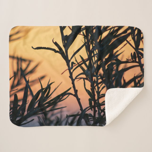 Cobertor Sherpa Vegetação no pôr do sol (Frente (Horizontal))
