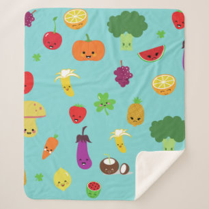 Cobertor Sherpa vegetariano fruta kawaii shamrock