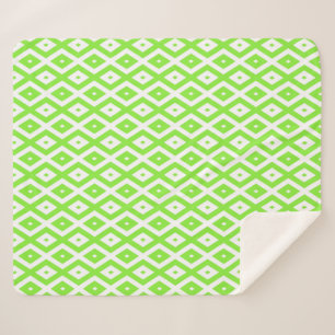 Cobertor Sherpa Verde limão e padrão de diamante branco