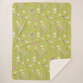 Cobertor Sherpa Verde Moderno Aquarela Flórida Botânica Rústica