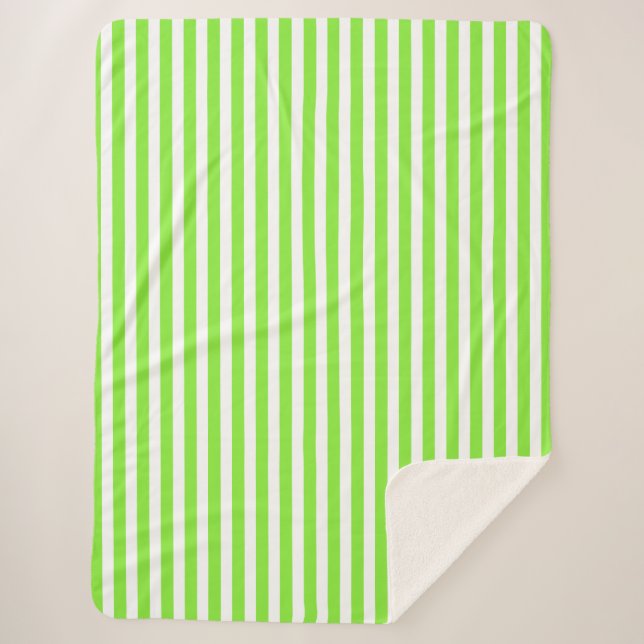 Cobertor Sherpa Verdes limões e faixas brancas de doces (Frente)