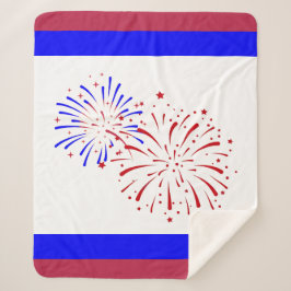 Cobertor Sherpa Vermelho, Branco e Azul