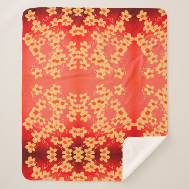 Cobertor Sherpa Vermelho com Laranja (Frente)