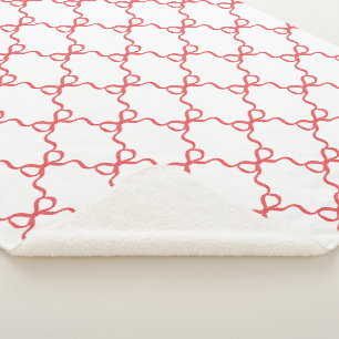 Cobertor Sherpa Vermelho Coquette Armação de Treliça Natal