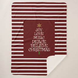 Cobertor Sherpa Vermelho/Espírito Branco Cinto de Natal