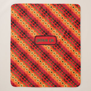 Cobertor Sherpa Vermelho Laranja Verde Aztec