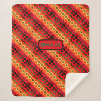 Cobertor Sherpa Vermelho Laranja Verde Aztec