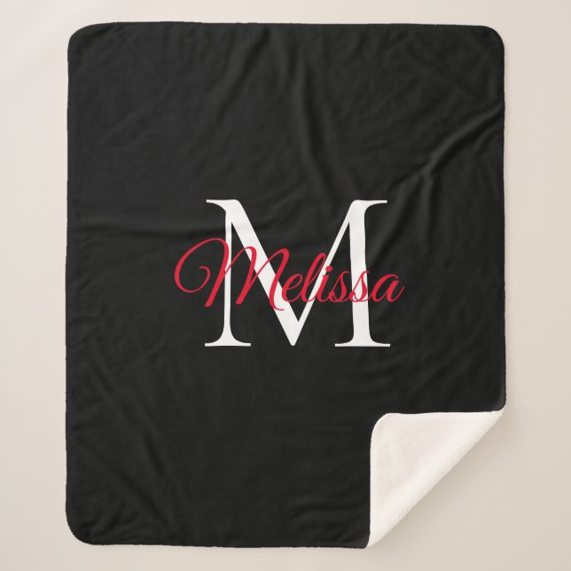 Cobertor Sherpa Vermelho preto simples moderno (Frente)