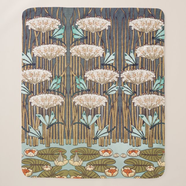 Cobertor Sherpa Verneuil Libélula Nenúfar Arte Nouveau: Vintage (Frente)