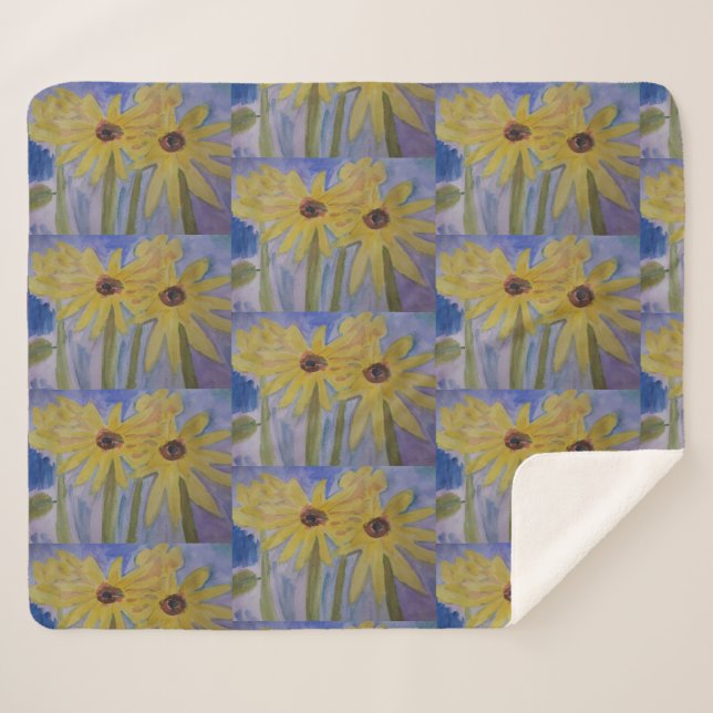 Cobertor Sherpa Verões Amarelos-Sol Sherpa Blanket (Frente (Horizontal))