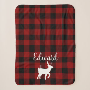 Cobertor Sherpa Vestido de Natal em Buffalo - Xadrez Personalizada