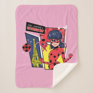 Cobertor Sherpa Via Parisiense de Ladybug em Quadrinhos Miraculoso