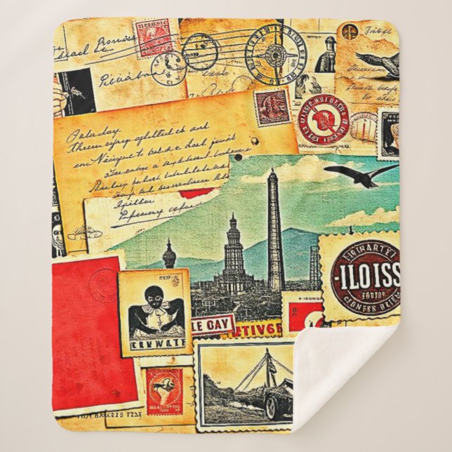Cobertor Sherpa Viagem Postal Histórica (Frente)