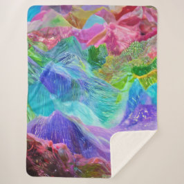 Cobertor Sherpa Vibrant Crystal Mountain Abstrato