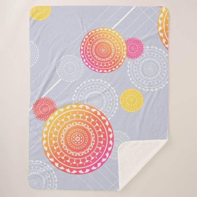 Cobertor Sherpa Vibrante Amarelo Amarelo Aleatório Mandala (Frente)