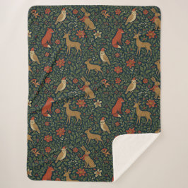 Cobertor Sherpa Victorian Christmas Animal & Botanical 