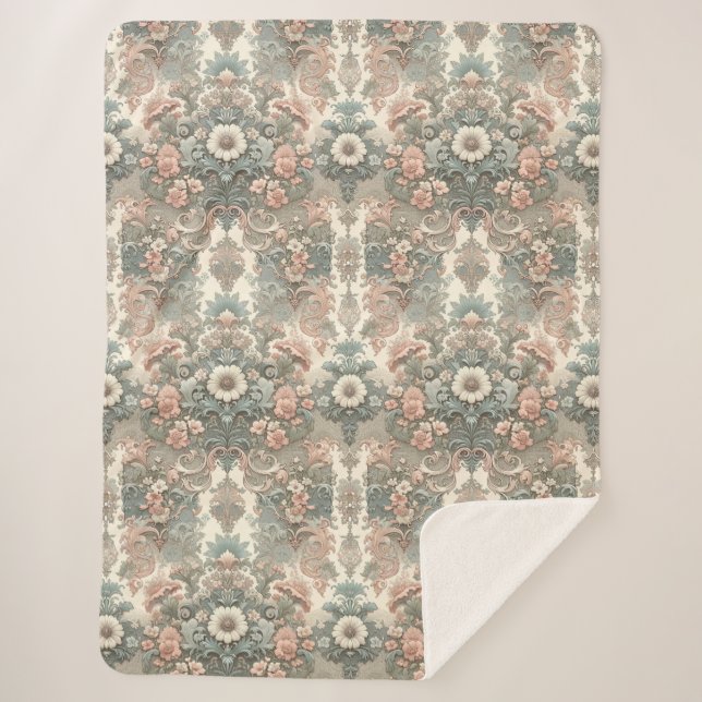 Cobertor Sherpa Victorian Whisper: Uma Sinfonia Pastel (Frente)