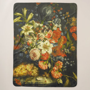 Cobertor Sherpa Vida Estática com Flores e Frutas