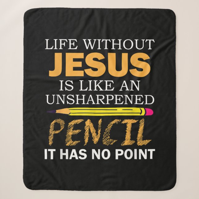 Cobertor Sherpa Vida sem Jesus Engraçado Fé Religiosa Cristã (Frente)
