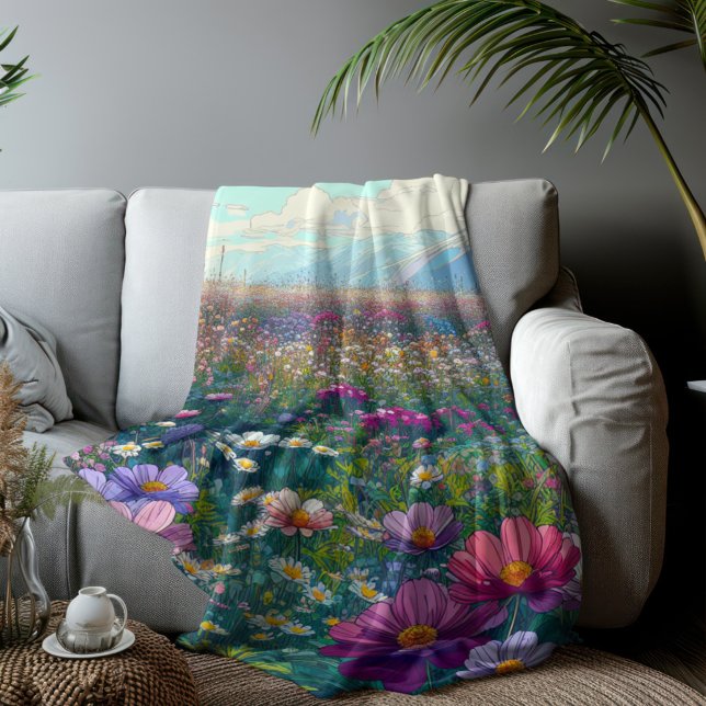 Cobertor Sherpa Vidraça Selvagem (Wildflower Designed Sherpa Fleece Blanket)