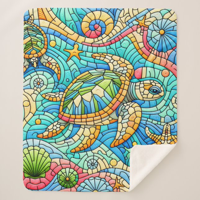 Cobertor Sherpa Vidro De Tartaruga Marinha (Frente)