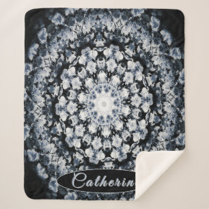 Cobertor Sherpa Vidro Floral Preto e Prata Personalizado