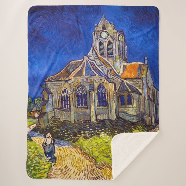Cobertor Sherpa Vincent van Gogh - A Igreja em Auvers (Frente)