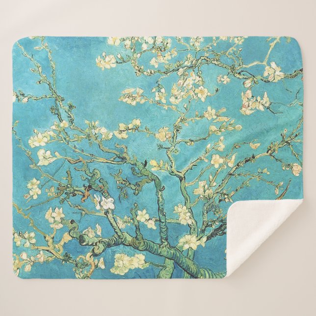 Cobertor Sherpa Vincent van Gogh Blossomong Almond Tree (Frente (Horizontal))