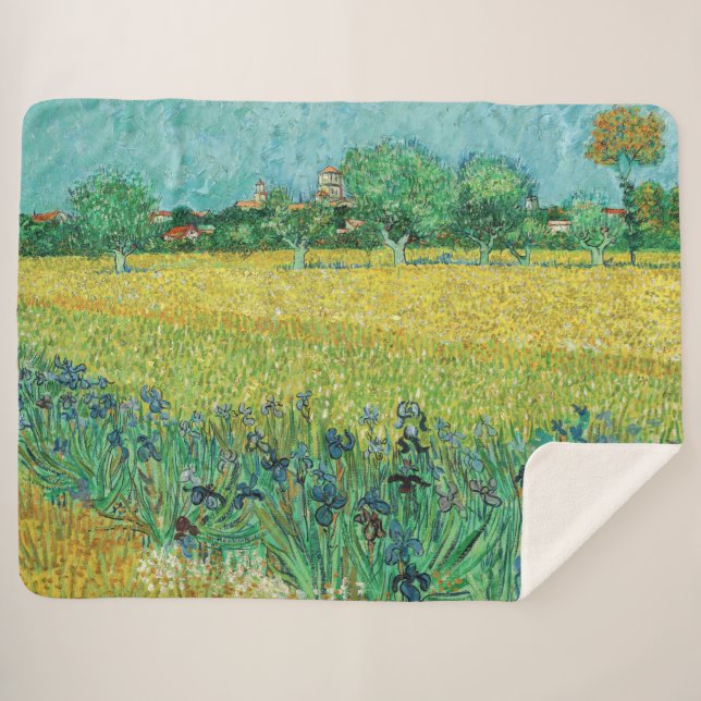 Cobertor Sherpa Vincent van Gogh - Campo com irlandeses perto de A (Frente (Horizontal))