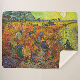 Cobertor Sherpa Vincent van Gogh - O Vineyard Vermelho