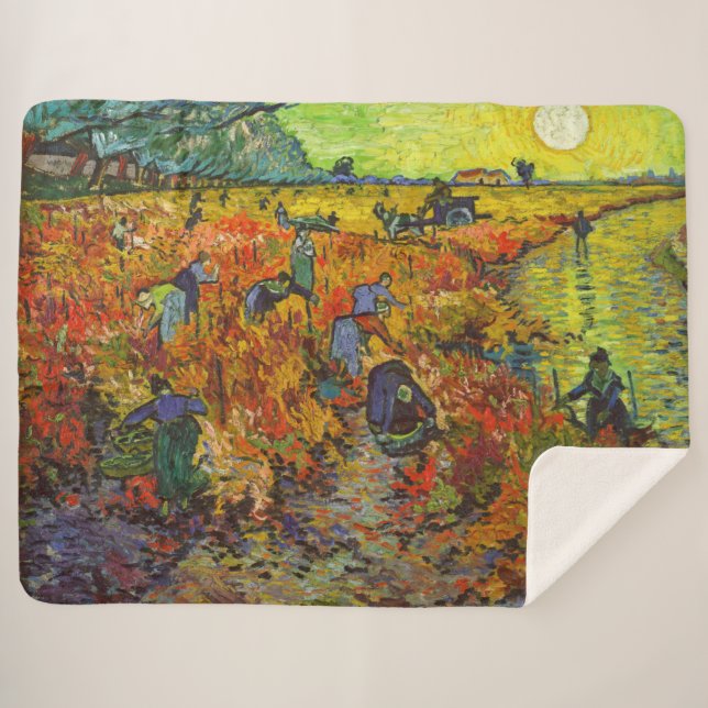 Cobertor Sherpa Vincent van Gogh - O Vineyard Vermelho (Frente (Horizontal))