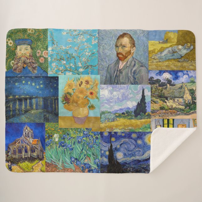 Cobertor Sherpa Vincent Van Gogh - Obras-primas (Frente (Horizontal))