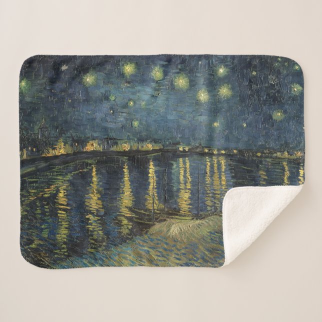 Cobertor Sherpa Vincent van Gogh | Starry Night Over the Rhone (Frente (Horizontal))