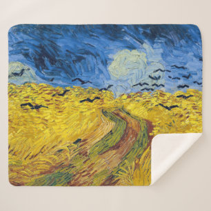 Cobertor Sherpa Vincent van Gogh - Wheatfield com Crows