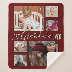 Cobertor Sherpa Vinho da Melhor Vovó De Fotografia De Várias Fam