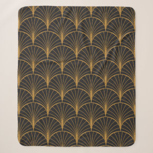 Cobertor Sherpa Vintage Art Deco Padrão Invisível. Decor geomét