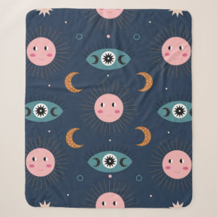 Cobertor Sherpa vintage baby boho sem descontinuidades. Hippie chi